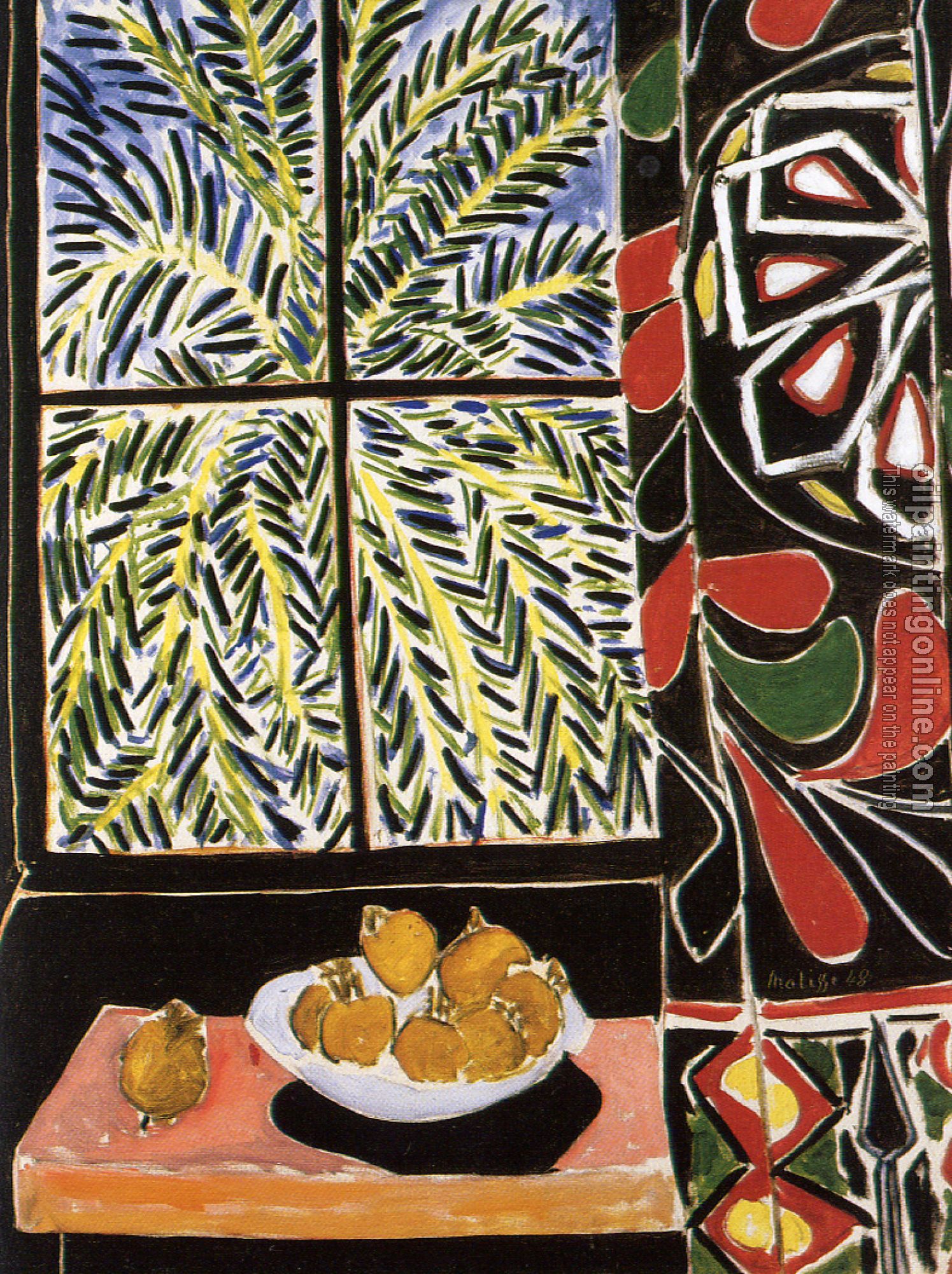 Matisse, Henri Emile Benoit - interior with egyptian curtain